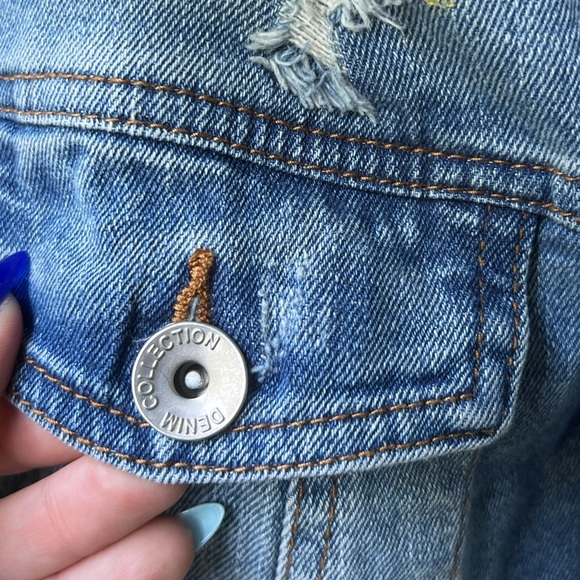 Ci Sono Distressed Blue Denim Jacket Size Medium - Picture 5 of 7